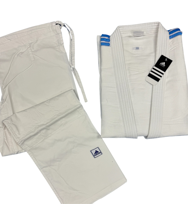Adidas Judo Club Uniform J350 white with blue shoulder stripes